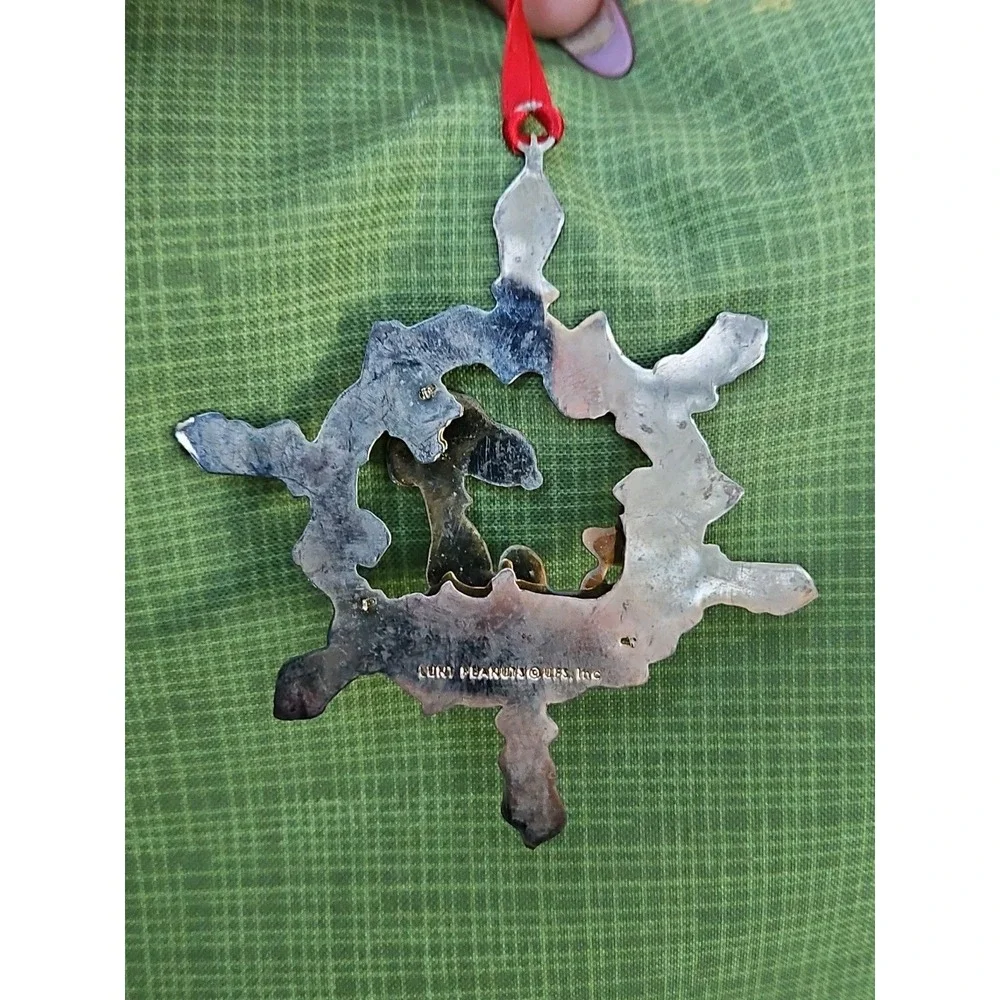 Peanuts Snoopy Woodstock Baby's First Christmas Ornament 1st Lunt Silver‎ 3.5